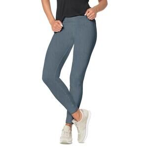 Hue Classic Blue Stretch Banded Elastic Waist Denim Leggings Size M